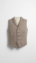 Oat herringbone hand-finished waistcoat