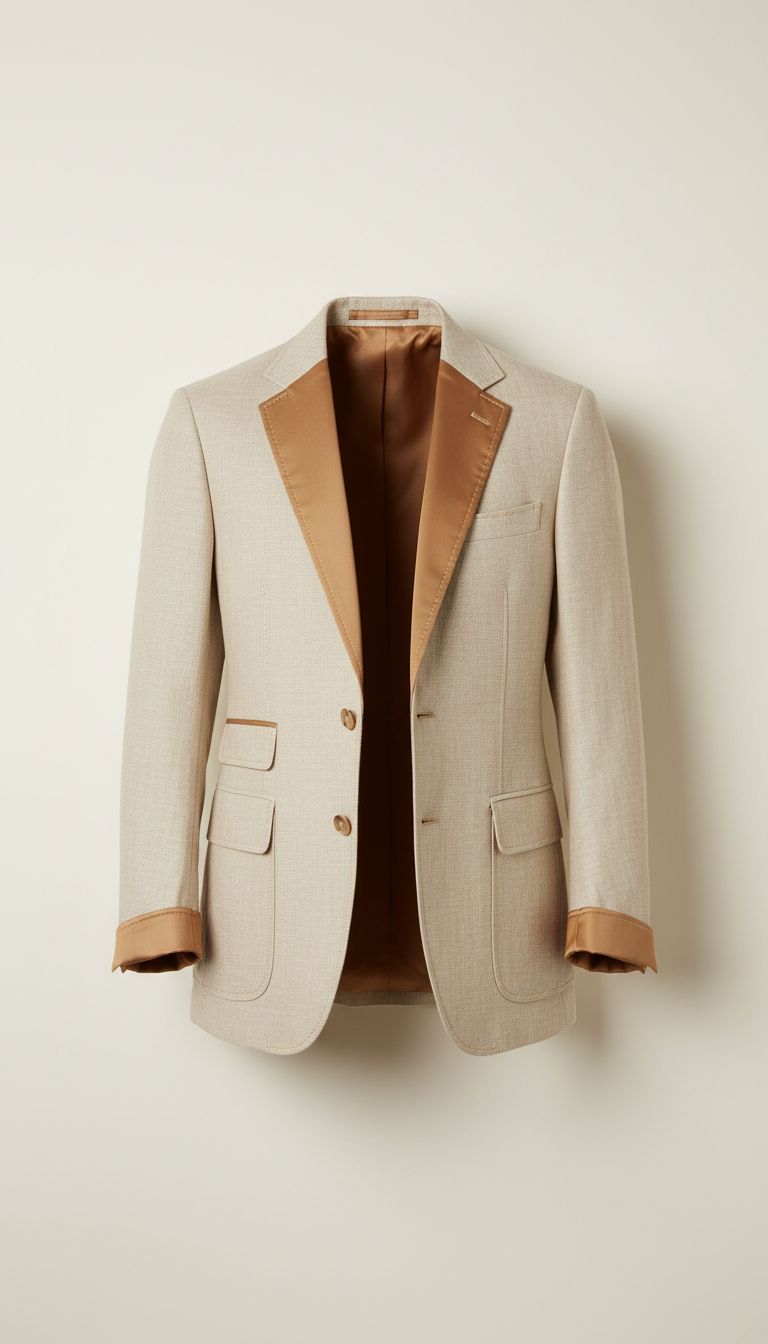 Bone linen blazer with silk lining